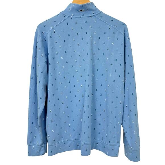 Vineyard Vines Broadway Anchor Quarter Zip Pullover Blue Sz M Nautical Preppy - Picture 3 of 6